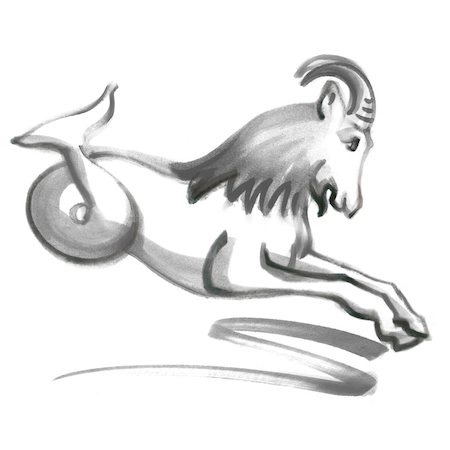 sketch - Capricorn astrological sign, illustration Foto de stock - Sin royalties Premium, Código: 632-03898285