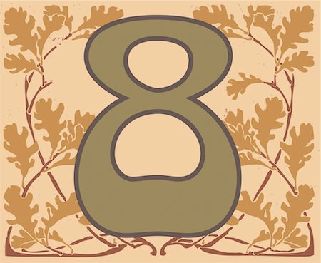 Number 8 with floral pattern Foto de stock - Sin royalties Premium, Código: 632-03898327