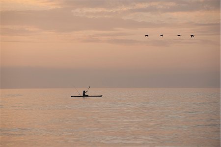 pelícano - Person kayaking at sunset Foto de stock - Sin royalties Premium, Código: 633-08150760