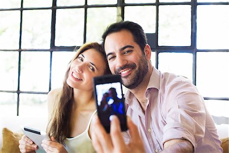 Couple taking selfie Stock Photo - Premium Royalty-Free, Code: 633-08482271