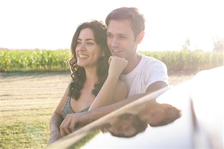 simsearch:633-08639079,k - Couple taking break from road trip to enjoy view Stock Photo - Premium Royalty-Free, Code: 633-08638895