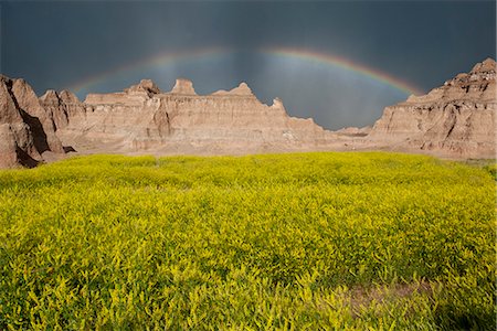 south dakota - Rainbow over buttes in Badlands National Park, South Dakota, USA Stock Photo - Premium Royalty-Free, Code: 633-08638944