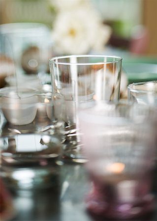 Glasses on table Stock Photo - Premium Royalty-Free, Code: 633-01272909