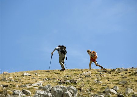 Hikers on mountainous landscape Stock Photo - Premium Royalty-Free, Code: 633-01273071