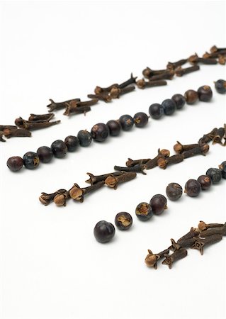 simsearch:659-08906542,k - Cloves and dried juniper berries in lines Stock Photo - Premium Royalty-Free, Code: 633-01273103