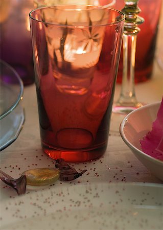 simsearch:633-02418074,k - Set and decorated table, close-up of glass Stock Photo - Premium Royalty-Free, Code: 633-01273722