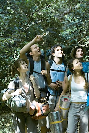 people carrying arrow - Group of hikers looking up Stock Photo - Premium Royalty-Free, Code: 633-01574453