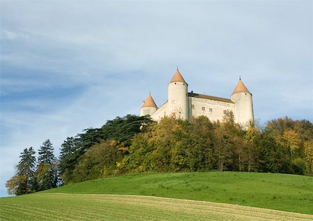 swiss panorama - Switzerland, castle, low angle view Stock Photo - Premium Royalty-Free, Code: 633-01572541