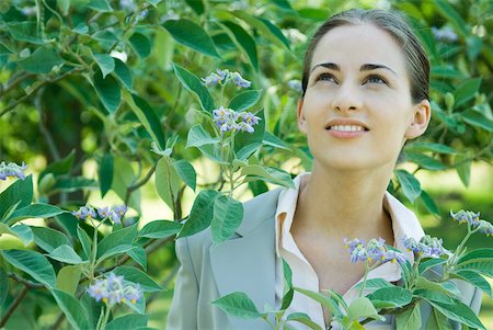 simsearch:633-01715540,k - Geschäftsfrau, stehen in der Vegetation, Blick nach oben Stockbilder - Premium RF Lizenzfrei, Bildnummer: 633-01573625