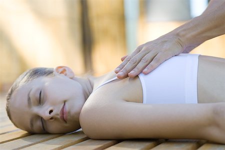 female body massage photo - Woman receiving back massage Stock Photo - Premium Royalty-Free, Code: 633-01714018