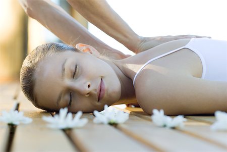 female body massage photo - Woman receiving back massage Stock Photo - Premium Royalty-Free, Code: 633-01714023