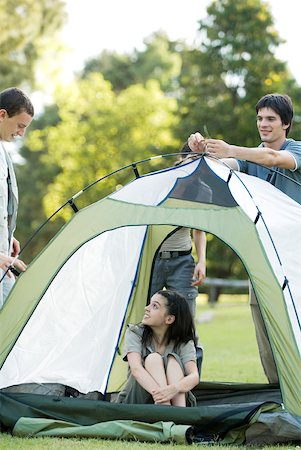 simsearch:633-01714076,k - Young campers setting up tent Stock Photo - Premium Royalty-Free, Code: 633-01714065