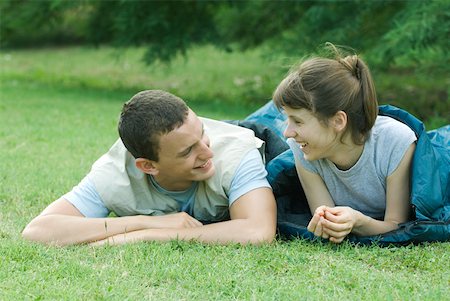 Young campers in sleeping bags Stock Photo - Premium Royalty-Free, Code: 633-01714062