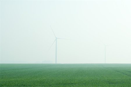 simsearch:633-01273732,k - Wind turbines in foggy landscape Stock Photo - Premium Royalty-Free, Code: 633-01992411