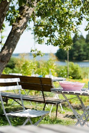 Table and chairs in backyard Stock Photo - Premium Royalty-Free, Code: 633-03444881