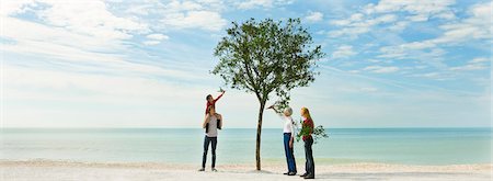 Ecology conceZS, group of people adding branches to tree on beach Stock Photo - Premium Royalty-Free, Code: 633-03444985