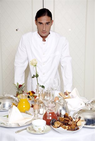 simsearch:644-01435898,k - Waiter with room service breakfast table Stock Photo - Premium Royalty-Free, Code: 644-01435882