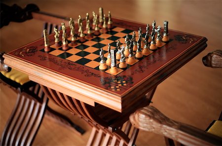 drawing room without people - Elegant chess set Foto de stock - Sin royalties Premium, Código: 644-01437138