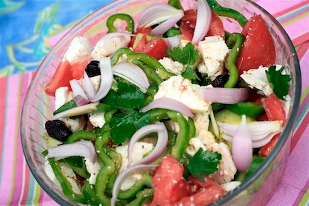 Bowl of Greek salad Stock Photo - Premium Royalty-Free, Code: 644-01437148