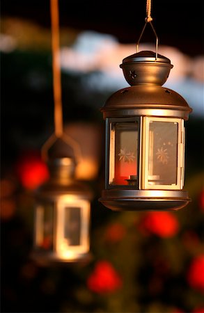 pictures of lights decoration in the garden - Hanging  lanterns Stock Photo - Premium Royalty-Free, Code: 644-01437817