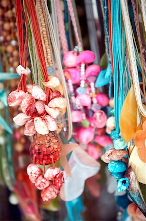 shopping traveller - Shell necklaces displayed for sale Stock Photo - Premium Royalty-Free, Code: 644-01437849