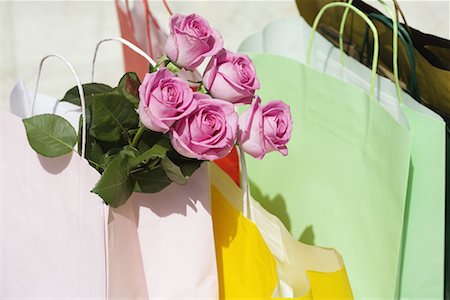 flowers greece - Shopping bags and roses Stock Photo - Premium Royalty-Free, Code: 644-01631224