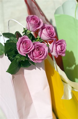 flowers greece - Shopping bags and roses Stock Photo - Premium Royalty-Free, Code: 644-01631284