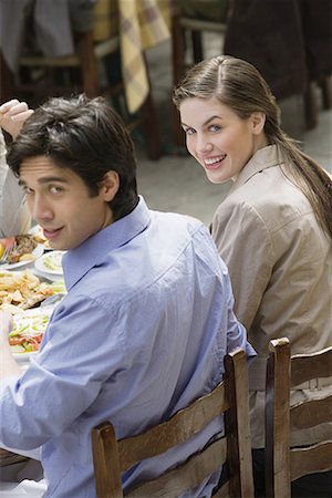 Couple at a restaurant table Stock Photo - Premium Royalty-Free, Code: 644-01631321