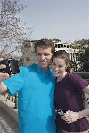 simsearch:644-01631409,k - Couple at archaeological site photographing themselves Stock Photo - Premium Royalty-Free, Code: 644-01631361