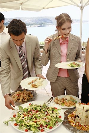 french cafe, people - Business people at lunch buffet Stock Photo - Premium Royalty-Free, Code: 644-01825802