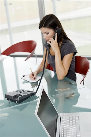 Professional woman on telephone writing in agenda Foto de stock - Sin royalties Premium, Código: 644-02922959