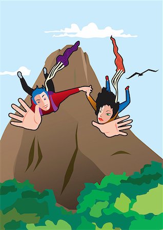 simsearch:400-06099362,k - Man and woman paragliding hand in hand Stock Photo - Premium Royalty-Free, Code: 645-01538195