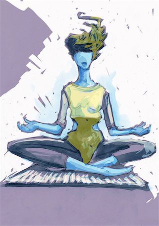 simsearch:640-01601473,k - Woman meditating in a yoga pose Foto de stock - Royalty Free Premium, Número: 645-01538272