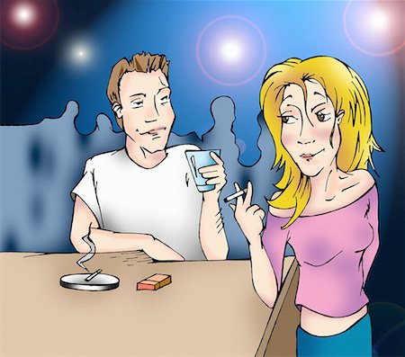 dark art fire - Man and woman flirting at a bar Stock Photo - Premium Royalty-Free, Code: 645-01538401