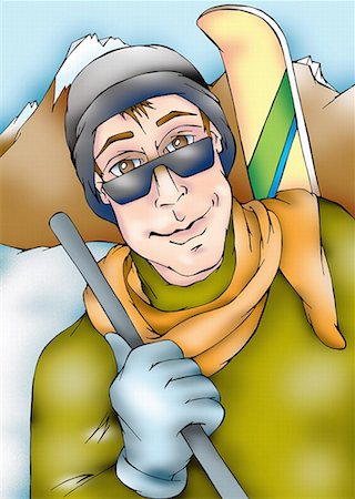 skiing chalet - Closeup of man with ski apparel Stock Photo - Premium Royalty-Free, Code: 645-01538428