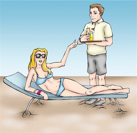 Man serving woman with a drink on the beach Stock Photo - Premium Royalty-Free, Code: 645-01538421