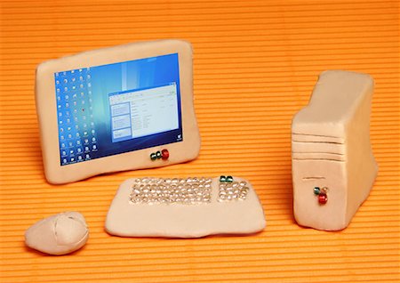 Computer with monitor, keyboard, and mouse Foto de stock - Sin royalties Premium, Código: 645-01538482