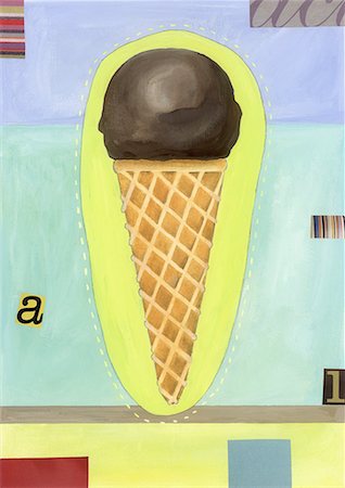 drawing of summer season - A chocolate ice cream cone Stock Photo - Premium Royalty-Free, Code: 645-01538528