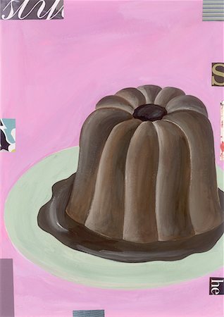 painting background - A chocolate cake on a plate Stock Photo - Premium Royalty-Free, Code: 645-01538535