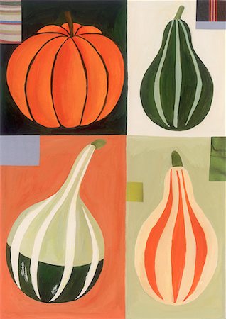 Four different pumpkins Stock Photo - Premium Royalty-Free, Code: 645-01538557