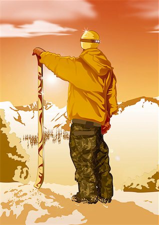 simsearch:610-00256080,k - Man standing looking at view with his skis Foto de stock - Sin royalties Premium, Código: 645-01739806