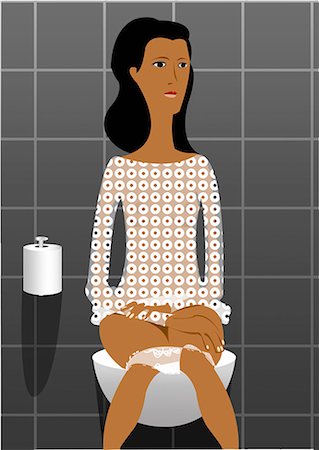 Jeune femme assise sur la toilette Photographie de stock - Premium Libres de Droits, Code: 645-01739867