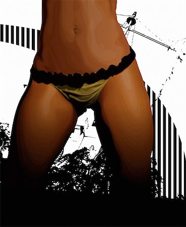 stomach cartoon - Closeup of woman's abdomen and bikini Stock Photo - Premium Royalty-Free, Code: 645-01739876