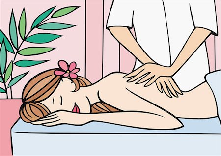 drawing a person lying down - Woman receiving a massage Stock Photo - Premium Royalty-Free, Code: 645-01739990