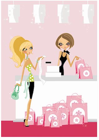 designer boutique - Woman surprised at her large shopping bill Stock Photo - Premium Royalty-Free, Code: 645-01740148