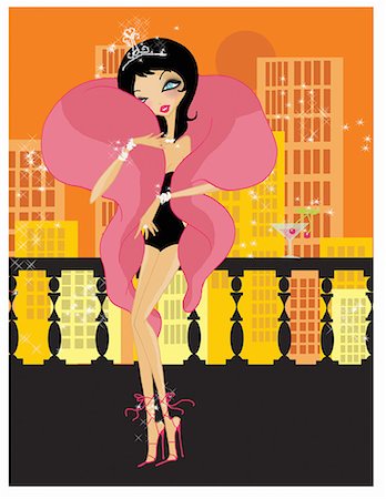 reine - Femme en lingerie, talons hauts et bijoux sur terrasse Photographie de stock - Premium Libres de Droits, Code: 645-01740155