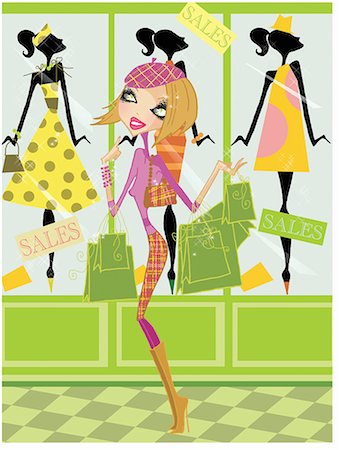 simsearch:841-02994112,k - Woman browsing the shop windows with sale signs Stock Photo - Premium Royalty-Free, Code: 645-01740211