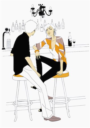 Couple talking at a bar Foto de stock - Royalty Free Premium, Número: 645-01740433