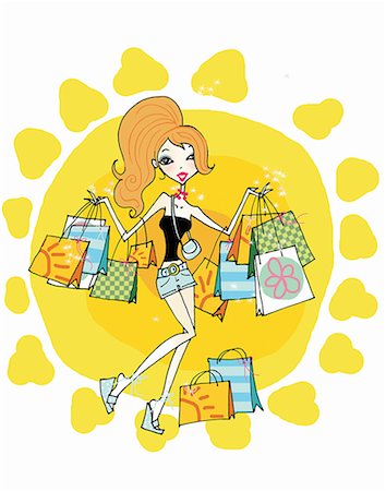 Young woman with many shopping bags Stock Photo - Premium Royalty-Free, Code: 645-01826268