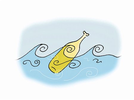 Bottle floating in the sea Foto de stock - Royalty Free Premium, Número: 645-01826327